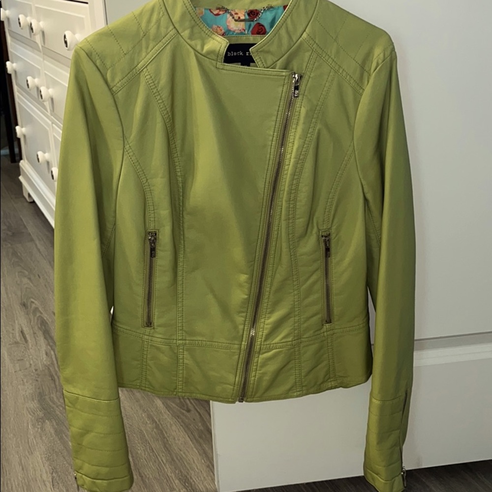 Imitation leather jacket lined